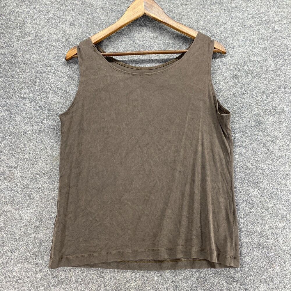 Chico's Tank Women 2 Brown Sleeveless Wide Strap Round Neck Pullover Travelers